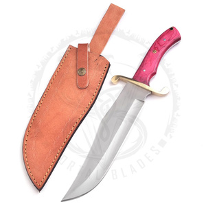 Cuchillo de Caza Bowie de Acero 440C Hecho a Mano al por Mayor (ODM/OEM) con Mango de Madera Exótica y Empuñadura Plateada para Camping y Actividades al Aire Libre - Product Image 5