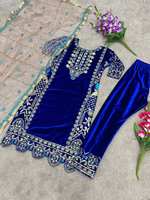 Robe ethnique indienne pour femme en tissu velours, de haute qualité, pour toutes les saisons, tenue de soirée, entièrement cousue, avec broderie lourde sur le bas.