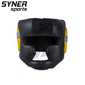 หัวมวยแบบเต็มหน้าวัสดุ PU ที่กำหนดเองสีดำ/เทาสำหรับออกกำลังกาย MMA เทควันโดดีไซน์ใหม่ - Product Image 1