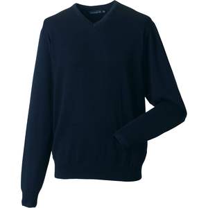 Pull à col en V surdimensionné pour homme, collection personnalisée, tricot, manches longues, logo imprimé, décontracté (gris chiné M) - Product Image 2