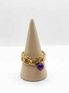 Anillo Ajustable de Amatista Natural, Plata de Ley 925, Estilo Art Deco, Regalo de Boda o Compromiso - Product Image 5