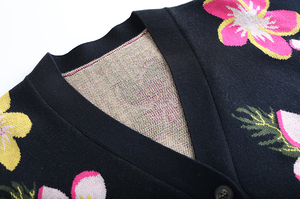 Cardigan à imprimé floral pour femmes, col en V, manches longues, haut décontracté, épaisseur standard, longueur normale, manches longues, fabriqué au Pakistan - Product Image 2