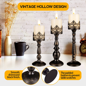 Vintage Modern Iron Handmade Candlestick Holder Set of 3 Durable and Light <b>Weight</b> Glossy Finish for Home and Decor Uses - Product Image 6
