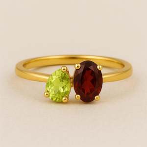 Anillo de Moda Cristiano con Peridoto de 8x10mm, Corte Facetado, Engaste de Garras, Chapado en Oro de 14K, Latón, Joyería al por Mayor, Nueva Llegada - Product Image 3