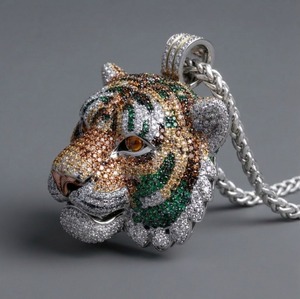 Luxury Tiger <b>Head</b> Moissanite Hip Hop Pendant 10K 14K Gold Silver Iced Out Bling Rapper <b>Style</b> Statement Necklace for Men - Product Image 2