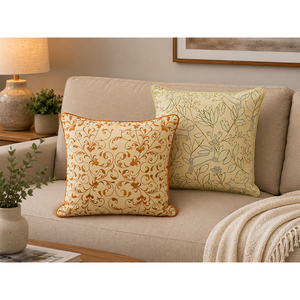 Luxury Cotton Embroidered <b>Cushion</b> <b>Cover</b> with Ruffle Edge | Elegant Decorative Pillow <b>Cover</b> for Sofa & Living Room - Product Image 3
