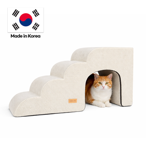 Cave Style 4 <b>Step</b> <b>Pet</b> Stair 3 in 1 Ivory AMP C4 IV Soft Comfortable Dog Cat Puppy Kitten Indoor Use - Product Image 1