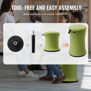 Sgabello Oscillante Regolabile in Altezza (19.3-25 pollici) con Rivestimento in Tessuto, Seduta Confortevole e Flessibile, Materiale in Ferro e Spugna, per Casa - Product Image 6