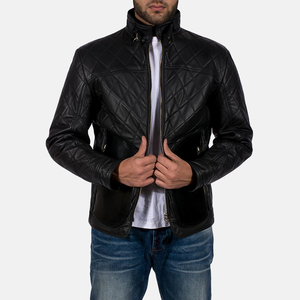 Fashion Vintage Motorcycle Genuine Leather Oversized Regular Fit Breathable <b>Waterproof</b> <b>Warm</b> Black Studded <b>Jacket</b> for Men - Product Image 2