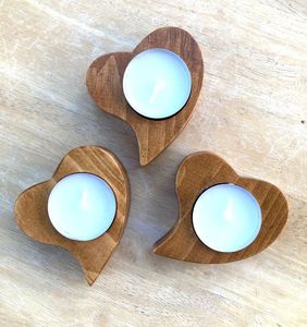 Heart Shape Wooden <b>Tea</b> Light Holder Rustic Home Decoration Valentine's Day Gift - Product Image 4