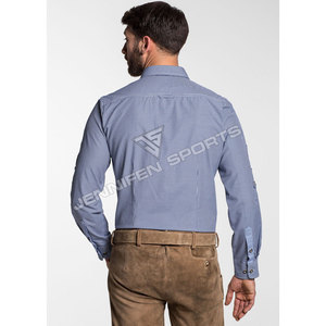 Chemise habillée homme sur mesure en coton bleu et blanc à manches longues, respirante, coupe ajustée, formelle – Fabricant OEM Premium - Product Image 6