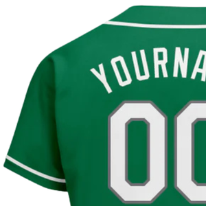 Maillot de baseball vert, blanc et gris pour homme, à boutons, pour équipe, performance sportive, entraînement et uniforme de match - Product Image 5