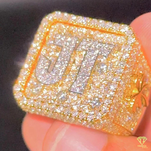 Luxury JT Moissanite Diamond Ring Custom Letter Hip Hop Ring Gold Plated Iced Out Jewelry Fashion Bling Ring For Men Women - Product Image 5