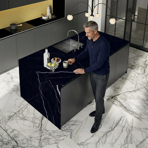 แผ่นหินเผาซินเทอร์สีดำซีโร่ซิลิก้า หนา 12 มม. ขนาด 1600x3200 มม. รุ่น Marquina Nero สำหรับพื้นผิวหรูหรา - Product Image 5