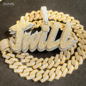 Colgante de Letra Personalizable de Moissanita Hecho a Mano, Colgante de Nombre Bicolor con Incrustaciones, Lujoso Estilo Hip Hop, Plata de Ley 925 Certificada - Product Image 4