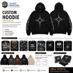 Men's Black Hoodie Geometric Print French Terry Cotton Casual Streetwear Sweatshirt Regular Fit Winter Breathable Acid Wash 350g - Product Image 4