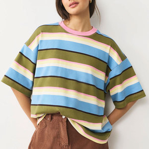Camiseta de Lona Informal de Verano para Mujer, Holgada, Transpirable, de Alta Calidad, con Logotipo Personalizado para Venta en Línea - Product Image 1