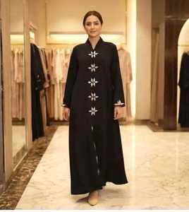 Robe de soirée longue de luxe en tissu marbré brodé à la main, style burqa musulmane pour femme - Product Image 1