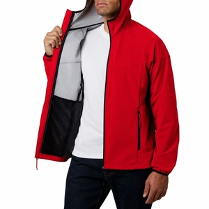 Blouson bomber en polaire rouge pour homme, coupe-vent, fermeture éclair, décontracté, pour l'automne, coupe classique, couleur unie, extérieur en polyester, devant en toile - Product Image 6