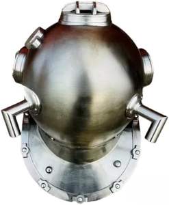 Casco de Buceo Náutico Vintage de Latón - Casco de Buceo Profundo Marca V de la Marina de los Estados Unidos, Decoración para el Hogar, Gris - Product Image 3