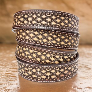 Beaded <b>Belt</b> With Hand Tooled Floral Design with Custom Made Premium Quality Western Cow Leather Manufacturer - Product Image 5