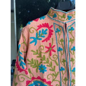Chaqueta Bomber de Algodón Rosa Vintage Bordada a Mano con Cuello Mandarín, Manga Larga, Estampado Floral, Ecológica para Mujer, Primavera - Product Image 3