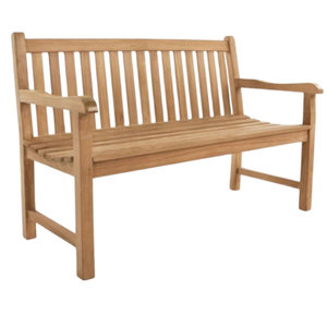 Banco de jardín clásico de teca con un diseño tradicional estilo Windsor, resistente y perfecto para sentarse juntos. - Product Image 1