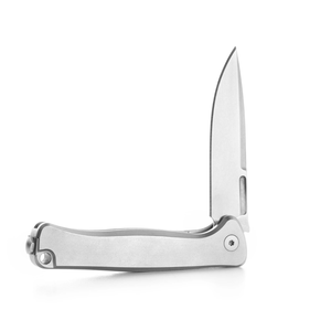 Couteaux pliants gris argenté avec manche métallique lisse, lame finition satinée, clip ceinture pour le camping, la randonnée et le transport quotidien - Product Image 1