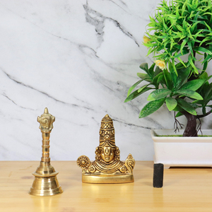 Busto de Latón Hecho a Mano del Dios Perumal (Venkateswara) para Decoración del Hogar, Regalo de Puja, 8.5 cm - Product Image 4