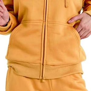 Conjunto Deportivo de 2 Piezas para Mujer, Color Sólido, con Capucha, de Algodón, Informal, para Correr, con Cierre Completo y Bolsillos Laterales, para Otoño - Product Image 4