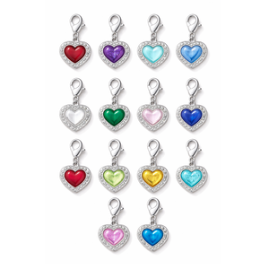 Proveedor de dijes de metal esmaltado personalizados con forma de corazón y piedra de nacimiento del mes. - Product Image 1