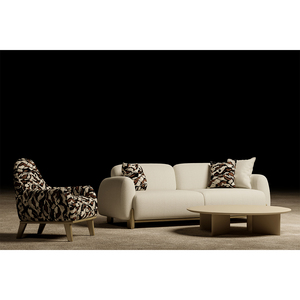 Modern Curved Fabric <b>Sofa</b> Set Luxury Living Room Furniture with Accent <b>Chairs</b> and Ottoman - Product Image 4