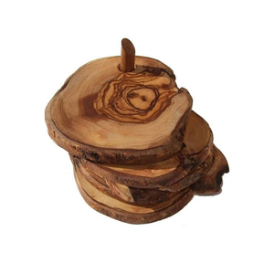 Juego de 6 posavasos de madera hechos a mano con soporte, resistentes al calor, de madera de mango, para café, té y bar, tapetes perfectos. - Product Image 2
