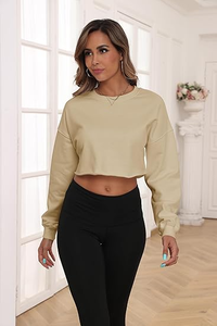 Nouveaux sweats à capuche en coton uni à col rond avec logo personnalisé pour femmes, style oversize - Product Image 3