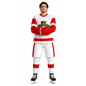 Conjunto de Jersey de Hockey sobre Hielo de los Florida Panthers, Blanco y Rojo, Impresión Sublimada, Manga Larga, Uniforme para Hombre Adulto, Material de Malla Transpirable - Product Image 2