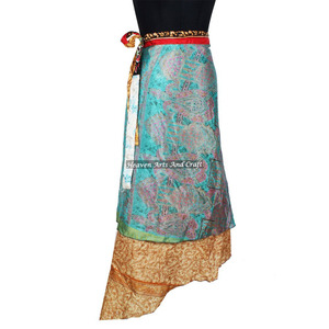 <b>Summer</b> Vintage <b>Long</b> Silk Wraparound <b>Skirt</b> Newest Design Recycled Reversible Silk Sari Indian Printed <b>Long</b> Length Wrap Women's - Product Image 6