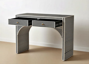 Striped Bone Inlay Console - <b>Wood</b> Console <b>Table</b> - Moroccan Entryway <b>table</b> - Product Image 3