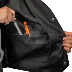 Chaqueta de Trabajo Negra Anti-Calor, Corte Regular, para Uso en Fábrica y Taller, 9oz NFPA2112, Retardante de Llama, Soldada, CAT2, Resistente al Fuego, Nivel FR - Product Image 4