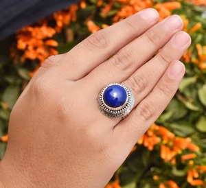 Wholesale 925 Sterling Silver Natural Lapis Lazuli <b>Statement</b> <b>Ring</b> Handmade Vintage Fine Jewelry for Women - Product Image 3