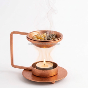 Brûleur à cire parfumée en laiton antique avec revêtement en poudre, récipient amovible, chauffe-huile aromatique pour bougie chauffe-plat, encens indien Agarwood, vente en gros - Product Image 2