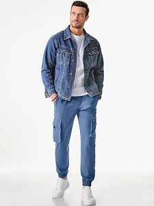 Men's Khaki Cargo Pants Wide Leg Lightweight <b>Elastic</b> Waist with <b>Belt</b> Digital Printed Quick Dry Polyester Street Style Trousers - Product Image 1