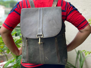 Mochila de cuero Crunch Vintage hecha a mano real Mochila elegante Bolsa - Product Image 4