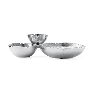 Ensemble de 3 bols à condiments en métal argenté, design moderne, pour la décoration de table, ustensiles de cuisine artisanaux, idéal comme centre de table ou cadeau. - Product Image 4