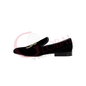 Mocassins de luxe en cuir de vache véritable imprimé, faits à la main, noirs, décontractés, à enfiler pour hommes - Product Image 4