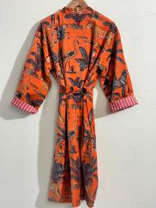 Robe kimono en velours imprimé jungle indienne, veste de mariée en coton, robe en velours - Product Image 4