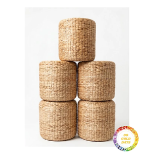 Water hyacinth <b>cushion</b> <b>pad</b> built out of thick woven vines providing comfortable low dining stools from Vietnam - Product Image 1