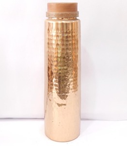 Smooth Curved Pure Copper Water Bottle Jointless Leakproof Hydration <b>Flask</b> Reusable Travel Minimalist - Product Image 4