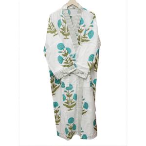 Kimono Largo Floral para Mujer, Cuello en V, Manga Larga, 100% Algodón, Estampado Digital, Cierre con Cinturón, Secado Rápido, Transpirable, Casual - Product Image 4