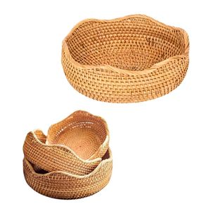 Premium Eco-friendly Handmade Vintage Wicker Rattan <b>Bread</b> <b>Basket</b> / Tray Circle Shape Multifunctional Hanoi Origin PHU HAO Brand - Product Image 1