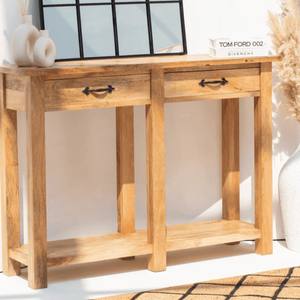 Console en bois Vandana Sierra Arion avec deux tiroirs, meuble d'appoint moderne en bois massif - Product Image 4